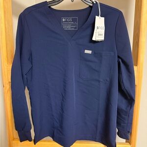 Figs Deep Blue V-Neck Top NWT